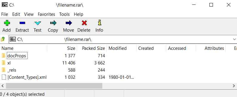 Figure 1: Extract Excel File with 7-zip