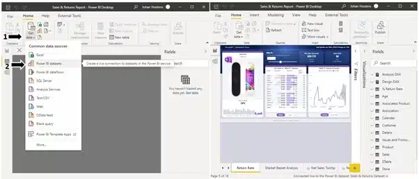 Live connection to the dataset in Power BI Service (report)