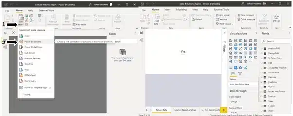 Reconnect the local report file to the dataset in the Power BI service (report)